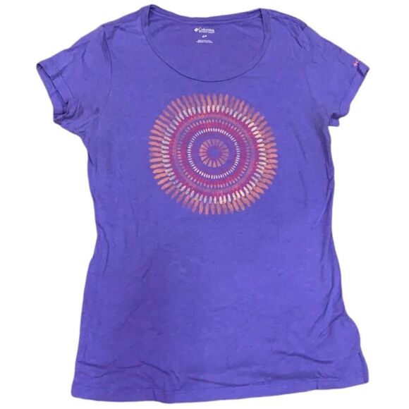 Super Soft, thin Ladies Columbia S/P Purple Graphic Tee Shirt - Picture 1 of 7